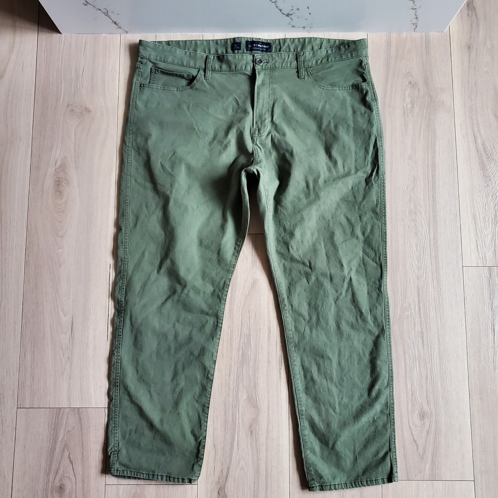 Lucky Brand Jeans Mens 40x30 Green 410 Athletic Straight Leg Utility